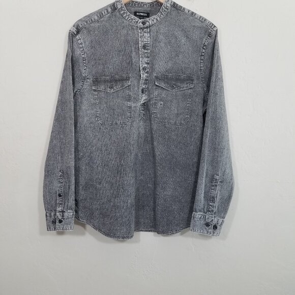 NWOT Express Denim Long Sleeve Shirt Size M - Picture 1 of 7